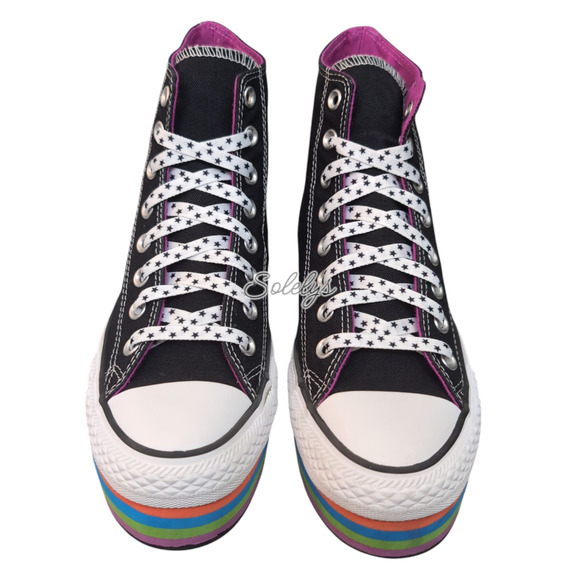 Converse 2013 CT Platform EVA High Top Striped Rainbow Sole Sneaker Womens 8.5 - Picture 2 of 10